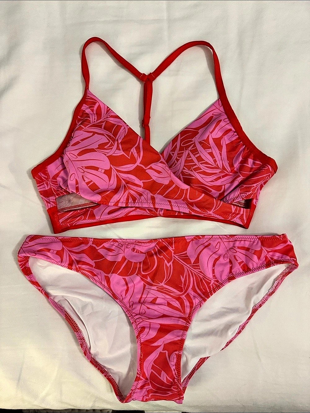 NWOT Victoria’s Secret PINK Pink & Red Abstract Bikini Set